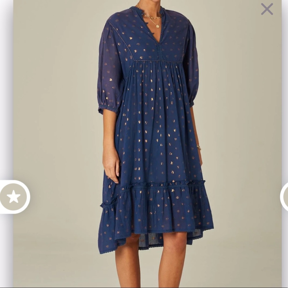 M.A.B.E. MABE Zadie blue metallic midi dress